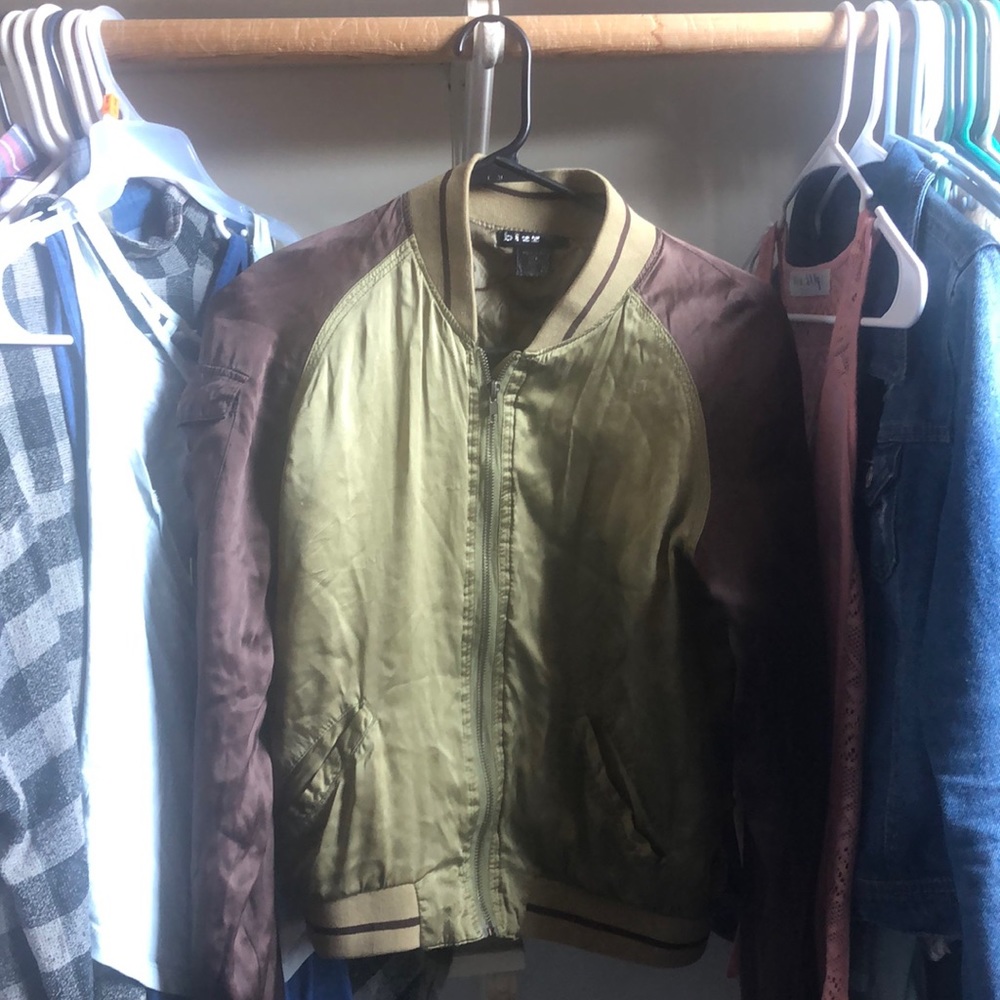 Green and Brown silk jacket With embroidered Tiger